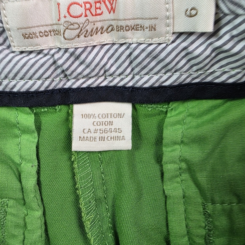 J. Crew Women's 6 Green Broken-In Chino Flat Front 100% Cotton Casual Shorts - Picture 5 of 7